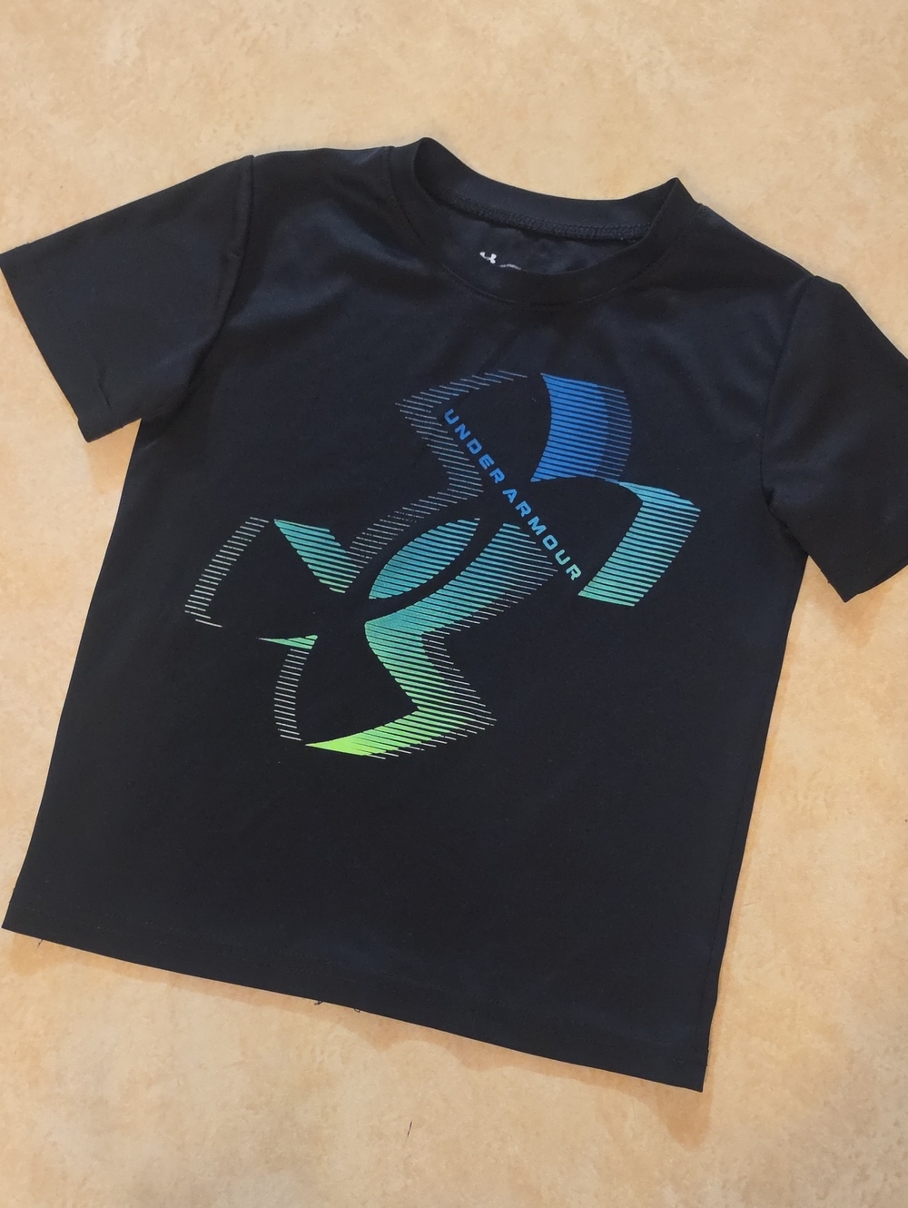 Under Armour Black Tee with Blue and Green Gradient Logo